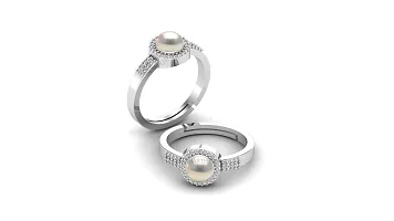 JEMSKART Pearl (Moti) 4.5 Cts or 5.25 Ratti Elegant Silver Plated Ring for Men and Women-thumb3