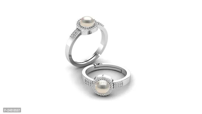 JEMSKART Pearl (Moti) 4.5 Cts or 5.25 Ratti Elegant Silver Plated Ring for Men and Women-thumb4