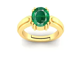 SIDHARTH GEMS Certified Natural 3.25 Carat Zambian Emerald Panna Silver Plated Astrological Purpose Adjustable Ring for Women's and Men's-thumb2