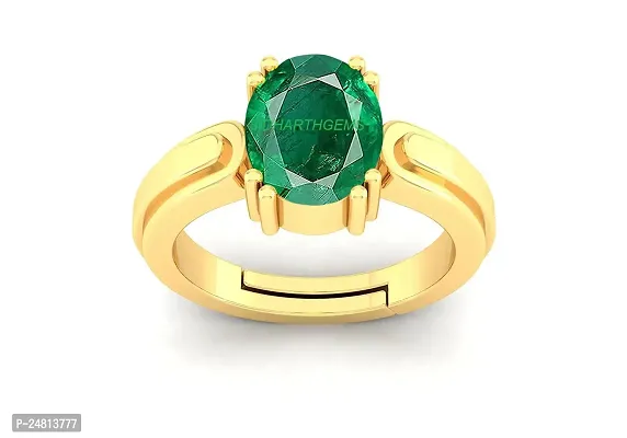 SIDHARTH GEMS Certified Natural 3.25 Carat Zambian Emerald Panna Silver Plated Astrological Purpose Adjustable Ring for Women's and Men's-thumb3