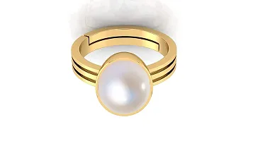 JEMSKART Certified Pearl 8.25 Ratti Natural Pearl Gemstone Original Certified moti Adjustable panchhdhaatu Gold Plated Ring for Men and Women-thumb3