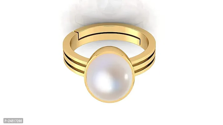 JEMSKART Certified Pearl 8.25 Ratti Natural Pearl Gemstone Original Certified moti Adjustable panchhdhaatu Gold Plated Ring for Men and Women-thumb4