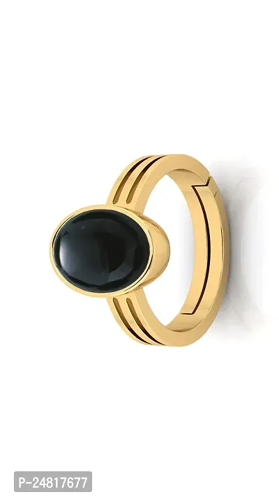 SIDHARTH GEMS 8.25 Ratti 7.00 Carat Sulemani Hakik Ring Akik Ring Original Natural Black Haqiq Precious Gemstone Astrological Gold Plated Adjustable Ring Size 16-24 for Men and Women-thumb3