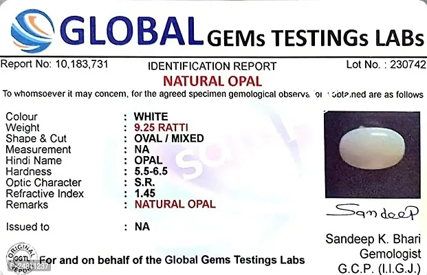 Sidharth Gems 7.00 Ratti Lab Certified Natural Rashi Ratan White Opal (Austalian) for Men  Women-thumb3