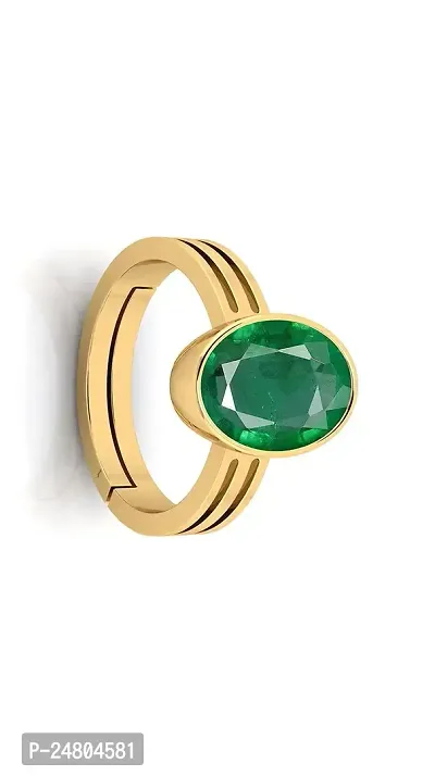 Sidharth Gems 13.25 Ratti 12.40 Carat Certified Natural Emerald Panna Panchdhatu Adjustable Rashi Ratan Gold Plating Ring for Astrological Purpose Men  Women by Lab Certifeid-thumb2