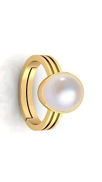 JEMSKART South Sea Pearl 9.25 Ratti 8.00 Carat Natural Pearl Gemstone Original Certified Moti Adjustable Astrological panchhdhaatu/Ashtadhatu Gold Ring for Men and Women-thumb2