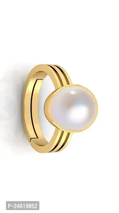 JEMSKART South Sea Pearl 9.25 Ratti 8.00 Carat Natural Pearl Gemstone Original Certified Moti Adjustable Astrological panchhdhaatu/Ashtadhatu Gold Ring for Men and Women-thumb3