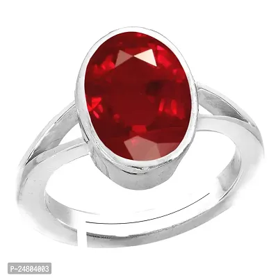 Sidharth Gems 8.25 Ratti / 7.00 Carat Ruby (Manik/Manikya/Maneek) Gemstone Panchdhatu White Silver Plated Ring for Astrological Purpose {Lab - Teseted}