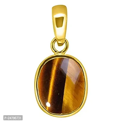 Sidharth Gems Tiger's Eye Stone Ashtadhatu Pendant 8.25 Ratti Rashi Ratna Natural and Certified Locket Unheated and Untreated Gems for Astrological Purpose for Men and Women-thumb0