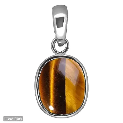 Tiger's Eye Stone Ashtadhatu Pendant 6.25 Ratti Rashi Ratna Natural and Certified Locket Unheated and Untreated Gems for Astrological Purpose for Men and Women-thumb0