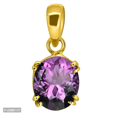 SIDHARTH GEMS 5.00 Ratti 4.00 Carat Natural Quality Katela Amethyst Gold Plated Pendant/Locket Gemstone (Top AAA+) Quality for Men and Women(GGTL Lab Certified)