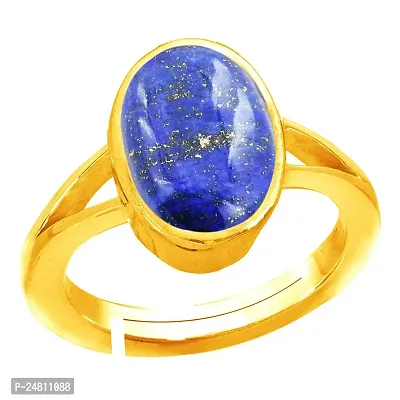 SIDHARTH GEMS 7.00 Carat Blue Lajward Stone Panchdhatu Adjustable Gold Plated Ring Natural AA++ Quality Original Lapis Lazuli Lajwart Rashi Ratna Pathar Gemstone for Men and Women