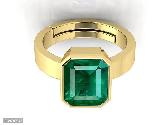 SIDHARTH GEMS 6.25 Ratti 5.00 Carat Certified Natural Emerald Panna Panchdhatu Adjustable Rashi Ratan Gold Plating Ring for Astrological Purpose Men  Women-thumb4