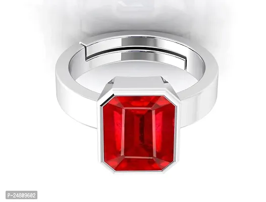 Sidharth Gems 11.25 Ratti 10.25 Carat A+ Quality Natural Burma Ruby Manik Unheated Untreatet Gemstone Silver Plated Ring for Women's and Men's{GGTL Lab Certified}-thumb4