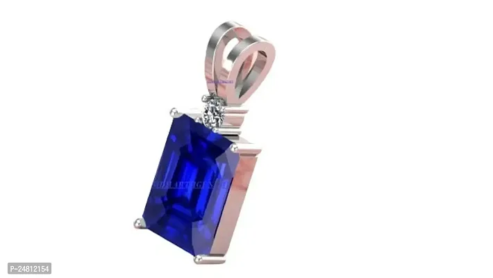 SIDHARTH GEMS Blue Sapphire Silver Plated Pendant Locket 7.25 Ratti 6.25 Carat Unheated and Untreated Neelam Natural Ceylon Gemstone for Men and Women