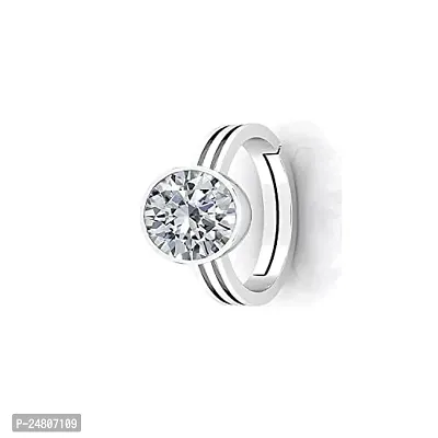 SIDHARTH GEMS 7.25 Ratti Silver Plated Adjustable Zircon American Diamond Stone Ring for Men and Women-thumb3