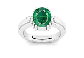 SIDHARTH GEMS Natural Panna Astrological Ring 9.25 Ratti 8.30 Carat Genuine and Certified Emerald Adjustable Silver Plated Ring for Women's and Men's-thumb1