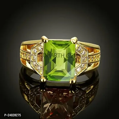 SIDHARTH GEMS 10.00 Carat Certified Natural Green Peridot Gemstone Gold Plated Adjustable Ring/Anguthi for Men and Women-thumb3