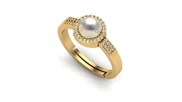 JEMSKART Certified Pearl Moti 2.25 Ratti 1.00 Carat Stone Astrological Adjustable Gold Plated Ring for Men  Women-thumb1