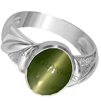 SIDHARTH GEMS 12.25 Ratti 11.00 Carat Cat's Eye Lehsunia Stone Ring Silver Adjustable Ring for Men-thumb3