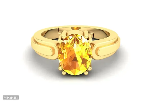 Sidharth Gems 10.25 Ratti 9.00 Carat Unheated Untreatet A+ Quality Natural Yellow Sapphire Pukhraj Gemstone Gold Plated Ring for Women's and Men's {Lab Certified}-thumb3