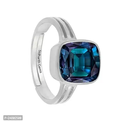 Sidharth Gems Certified Unheated Untreatet 5.25 Ratti 4.32 Carat A+ Quality Natural Alexandrite Ring Silver Plated for Women's and Men's-thumb2