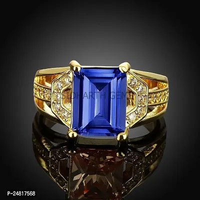 Jemskart 3.25 Ratti 2.00 Carat AA++ Quality Natural Blue Sapphire Neelam Gemstone Gold Plated Adjustable Ring for Men And Women's (Lab - Certified)-thumb3