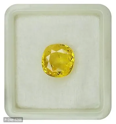 JEMSKART 8.00 Ratti 7.25 Carat Cultured Yellow Sapphire Gemstone Certified Cultured Pukhraj Stone Lab Tested Astrological Purpose