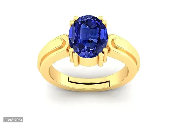 SIDHARTH GEMS 8.00 Ratti 7.00 Carat Certified Original Blue Sapphire Gold Plated Ring Panchdhatu Adjustable Neelam Ring for Men  Women by Lab Certified