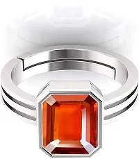 Sidharth Gems 13.25 Ratti / 12.00 Carat Natural Certified Hessonite/Garnet/Gomed Loose Gemstone Silver Plated Adjustable Ring Sizes Between 15 to 28 for Men's and Women's-thumb3