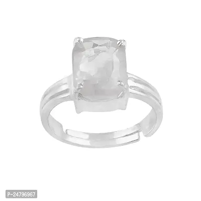 Sidharth Gems 4.25 Ratti 3.50 Crt AA++ Quality Certified Adjaistaible Silver Ring Unheated Untreated Natural White Sapphire Pukhraj Loose Gemstone-thumb0