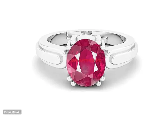 SIDHARTH GEMS 7.25 Ratti / 6.00 Carat Ruby (Manik/Manikya/Maneek) Gemstone Panchdhatu White Silver Plated Ring for Astrological Purpose {Lab - Teseted}-thumb4