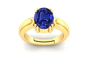 SIDHARTH GEMS Unheated Untreatet 18.00 Carat AAA+ Quality Natural Blue Sapphire Neelam Gold Plated Adjustable Gemstone Ring for Women's and Men's {Lab - Certified}-thumb1