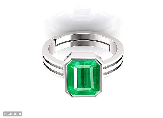 Sidharth Gems Natural Panna Astrological Ring 2.25 Ratti 1.30 Carat Genuine and Certified Emerald Adjustable Silver Ring for Women's and Men's-thumb4