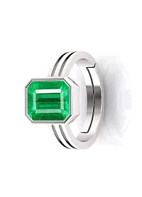 Sidharth Gems Natural Panna Astrological Ring 4.25 Ratti 3.30 Carat Genuine and Certified Emerald Adjustable Silver Ring for Women's and Men's-thumb2