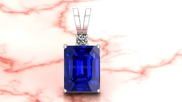 SIDHARTH GEMS Blue Sapphire Silver Plated Pendant Locket 20.25 Ratti 19.00 Carat Unheated and Untreated Neelam Natural Ceylon Gemstone for Men and Women-thumb1