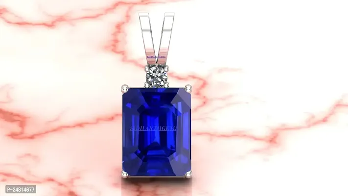 SIDHARTH GEMS Blue Sapphire Silver Plated Pendant Locket 20.25 Ratti 19.00 Carat Unheated and Untreated Neelam Natural Ceylon Gemstone for Men and Women-thumb2