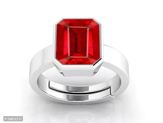 Sidharth Gems 11.00 Ratti 10.00 Carat A+ Quality Natural Burma Ruby Manik Unheated Untreatet Gemstone Silver Plated Ring for Women's and Men's{GGTL Lab Certified}-thumb0