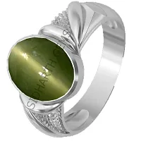 SIDHARTH GEMS Certified 9.50 Carat Natural Cat's Eye Stone Silver Adjustable Ring for Men and Women-thumb2