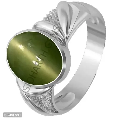 SIDHARTH GEMS Certified 9.50 Carat Natural Cat's Eye Stone Silver Adjustable Ring for Men and Women-thumb3