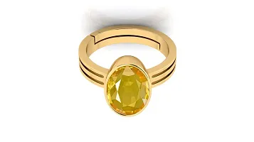 10.25 Ratti 9.00 Carat Unheated Untreatet A+ Quality Natural Yellow Sapphire Pukhraj Gemstone Gold Plated Ring for Women's and Men's (Lab Certified)-thumb2