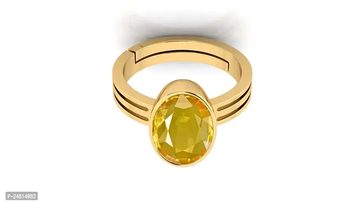 10.25 Ratti 9.00 Carat Unheated Untreatet A+ Quality Natural Yellow Sapphire Pukhraj Gemstone Gold Plated Ring for Women's and Men's (Lab Certified)-thumb3