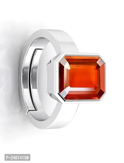 Gomed Ring 6.25 Ratti 5.00 Carat Natural and Certified Hessonite Garnet (Gomed) Astrological Gemstone Adjustable for Men and Women-thumb2