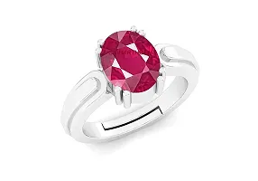 SIDHARTH GEMS 7.25 Ratti / 6.00 Carat Ruby (Manik/Manikya/Maneek) Gemstone Panchdhatu White Silver Plated Ring for Astrological Purpose {Lab - Teseted}-thumb1