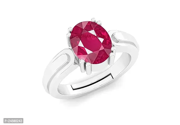 SIDHARTH GEMS 7.25 Ratti / 6.00 Carat Ruby (Manik/Manikya/Maneek) Gemstone Panchdhatu White Silver Plated Ring for Astrological Purpose {Lab - Teseted}-thumb2