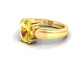 SIDHARTH GEMS 15.25 Ratti 14.00 Carat Unheated Untreatet A+ Quality Natural Yellow Sapphire Pukhraj Gemstone Gold Plated Ring for Women's and Men's (Lab Certified)-thumb2