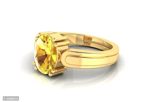 SIDHARTH GEMS 15.25 Ratti 14.00 Carat Unheated Untreatet A+ Quality Natural Yellow Sapphire Pukhraj Gemstone Gold Plated Ring for Women's and Men's (Lab Certified)-thumb3