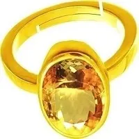 SIDHARTH GEMS 9.25 Ratti 8.00 Carat Original Oval Shape sunela Stone Gold Plated Ring Original sunehla Stone Citrine Topaz Stone for Unisex-thumb2