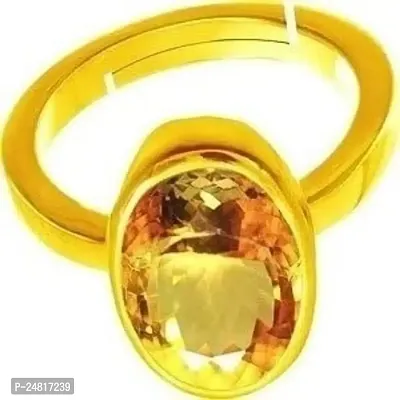 SIDHARTH GEMS 9.25 Ratti 8.00 Carat Original Oval Shape sunela Stone Gold Plated Ring Original sunehla Stone Citrine Topaz Stone for Unisex-thumb3