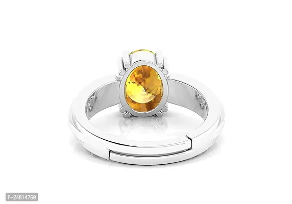 Sidharth Gems 14.25 Ratti 13.00 Carat Unheated Untreatet A+ Quality Natural Yellow Sapphire Pukhraj Gemstone Silver Plated Ring for Women's and Men's {Lab Certified}-thumb5